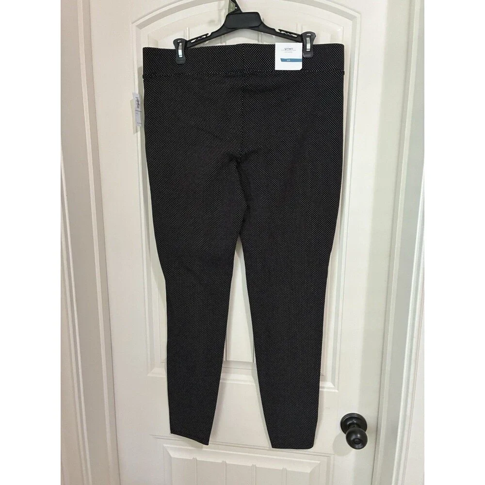 Old Navy leggings Black w White Polka Dots Womens Size Large NWT